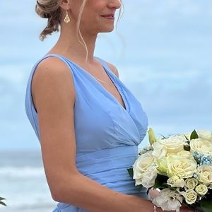 David’s Bridal - long chiffon surprise tank bridesmaid dress - size 6